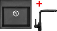 Sinks Solo 560 Metalblack + Enigma S black matt - Kitchen Sink and Tap Set