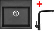 Sinks Solo 560 Metalblack + Elka black matt - Kitchen Sink and Tap Set