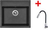 Sinks Solo 560 Metalblack + Elasta S stainless steel/black - Kitchen Sink and Tap Set