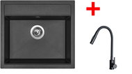Sinks Solo 560 Metalblack + Elasta S black matt - Kitchen Sink and Tap Set