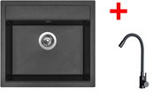 Sinks Solo 560 Metalblack + Elasta black matt - Kitchen Sink and Tap Set