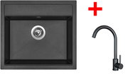 Sinks Solo 560 Metalblack + Arco black matt - Kitchen Sink and Tap Set