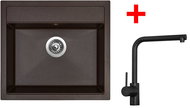 Sinks Solo 560 Marone + Elka black matt - Kitchen Sink and Tap Set