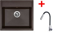 Sinks Solo 560 Marone + Elasta S stainless steel/black - Kitchen Sink and Tap Set