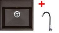 Sinks Solo 560 Marone + Elasta stainless steel/black - Kitchen Sink and Tap Set