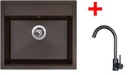 Sinks Solo 560 Marone + Arco black matt - Kitchen Sink and Tap Set
