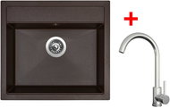Sinks Solo 560 Marone + Arco all stainless steel - Kitchen Sink and Tap Set