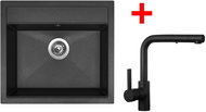 Sinks Solo 560 Granblack + Enigma S black matt - Kitchen Sink and Tap Set