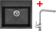 Sinks Solo 560 Granblack + Elka glossy - Kitchen Sink and Tap Set
