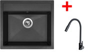 Sinks Solo 560 Granblack + Elasta S black matt - Kitchen Sink and Tap Set