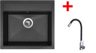 Sinks Solo 560 Granblack + Elasta stainless steel/black - Kitchen Sink and Tap Set