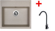 Sinks Solo 560 Avena + Elasta black matt - Kitchen Sink and Tap Set