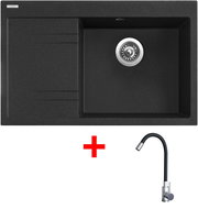 Sinks Rim 780 P Granblack + Elasta stainless steel/black - Kitchen Sink and Tap Set