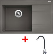 Sinks Rim 780 L Truffle + Elasta stainless steel/black - Kitchen Sink and Tap Set