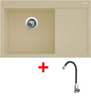 Sinks Rim 780 L Sahara + Elasta stainless steel/black - Kitchen Sink and Tap Set