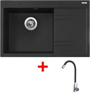 Sinks Rim 780 L Granblack + Elasta stainless steel/black - Kitchen Sink and Tap Set