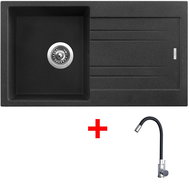 Sinks Rapid 780 Granblack + Elasta stainless steel/black - Kitchen Sink and Tap Set