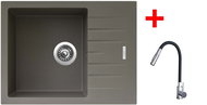 Sinks Perfecto 650 Truffle + Elasta S stainless steel/black - Kitchen Sink and Tap Set