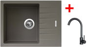 Sinks Perfecto 650 Truffle + Arco black matt - Kitchen Sink and Tap Set