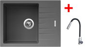 Sinks Perfecto 650 Titanium + Elasta S stainless steel/black - Kitchen Sink and Tap Set