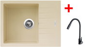 Sinks Perfecto 650 Sahara + Elasta S black matt - Kitchen Sink and Tap Set