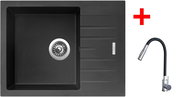 Sinks Perfecto 650 Pureblack + Elasta S stainless steel/black - Kitchen Sink and Tap Set