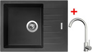 Sinks Perfecto 650 Pureblack + Arco all stainless steel - Kitchen Sink and Tap Set