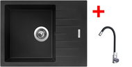 Sinks Perfecto 650 Metalblack + Elasta stainless steel/black - Kitchen Sink and Tap Set