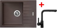 Sinks Perfecto 650 Marone + Enigma S black matt - Kitchen Sink and Tap Set