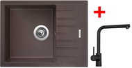 Sinks Perfecto 650 Marone + Elka black matt - Kitchen Sink and Tap Set