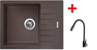 Sinks Perfecto 650 Marone + Elasta S black matt - Kitchen Sink and Tap Set