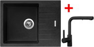 Sinks Perfecto 650 Granblack + Enigma S black matt - Kitchen Sink and Tap Set