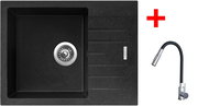 Sinks Perfecto 650 Granblack + Elasta S stainless steel/black - Kitchen Sink and Tap Set