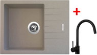 Sinks Perfecto 650 Avena + Vitalia black matt - Kitchen Sink and Tap Set