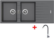 Sinks Perfecto 1160 Duo Titanium + Elasta stainless steel/black - Kitchen Sink and Tap Set