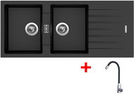 Sinks Perfecto 1160 Duo Metalblack + Elasta stainless steel/black - Kitchen Sink and Tap Set