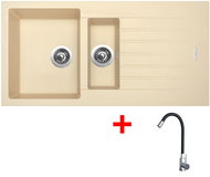 Sinks Perfecto 1000.1 Sahara + Elasta stainless steel/black - Kitchen Sink and Tap Set
