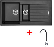Sinks Perfecto 1000.1 Metalblack + Elasta stainless steel/black - Kitchen Sink and Tap Set