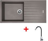 Sinks Perfecto 1000 Truffle + Elasta stainless steel/black - Kitchen Sink and Tap Set
