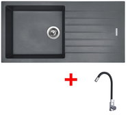 Sinks Perfecto 1000 Titanium + Elasta stainless steel/black - Kitchen Sink and Tap Set