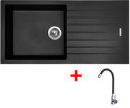 Sinks Perfecto 1000 Pureblack + Elasta stainless steel/black - Kitchen Sink and Tap Set