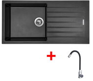 Sinks Perfecto 1000 Metalblack + Elasta stainless steel/black - Kitchen Sink and Tap Set