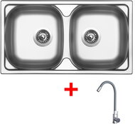 Sinks Okio 780 Duo + Elasta stainless steel/gray - Kitchen Sink and Tap Set