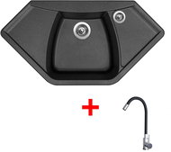 Sinks Naiky 980 Metalblack + Elasta stainless steel/black - Kitchen Sink and Tap Set