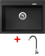 Sinks Maximo 680 Pureblack + Elasta stainless steel/black - Kitchen Sink and Tap Set
