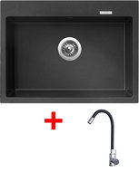 Sinks Maximo 680 Metalblack + Elasta stainless steel/black - Kitchen Sink and Tap Set