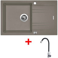Sinks Linea 780 XC Truffle + Elasta stainless steel/black - Kitchen Sink and Tap Set