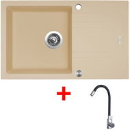 Sinks Linea 780 XC Sahara + Elasta stainless steel/black - Kitchen Sink and Tap Set