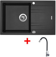 Sinks Linea 780 XC Metalblack + Elasta stainless steel/black - Kitchen Sink and Tap Set