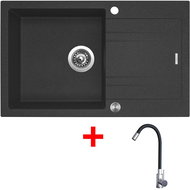 Sinks Linea 780 XC Granblack + Elasta stainless steel/black - Kitchen Sink and Tap Set